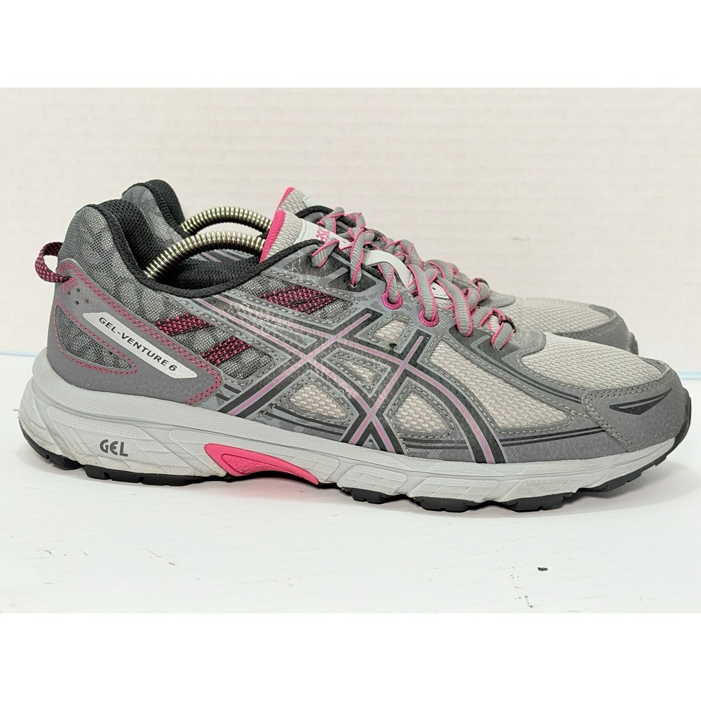 ASICS Gel Venture 6 Gray Pink Trail Running Shoes Womens US 11 T7G7N